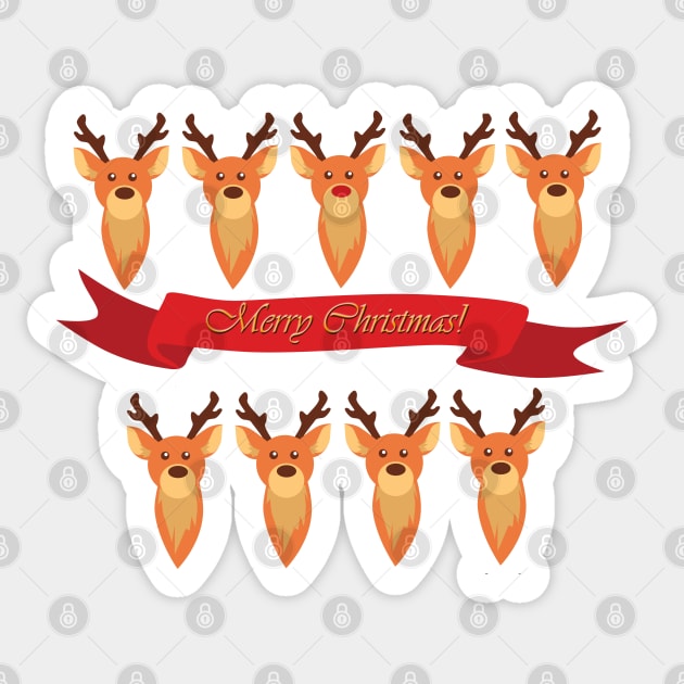 Rudolph and Santa's Reindeer Sticker by SakuraDragon